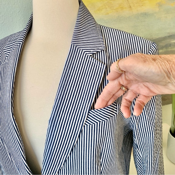 ANNE KLEIN Seersucker Stripe Single Button Front Blazer Sz M - Picture 4 of 16